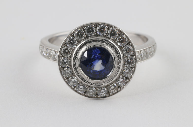 Sapphire and Diamond Ring with Split Shank