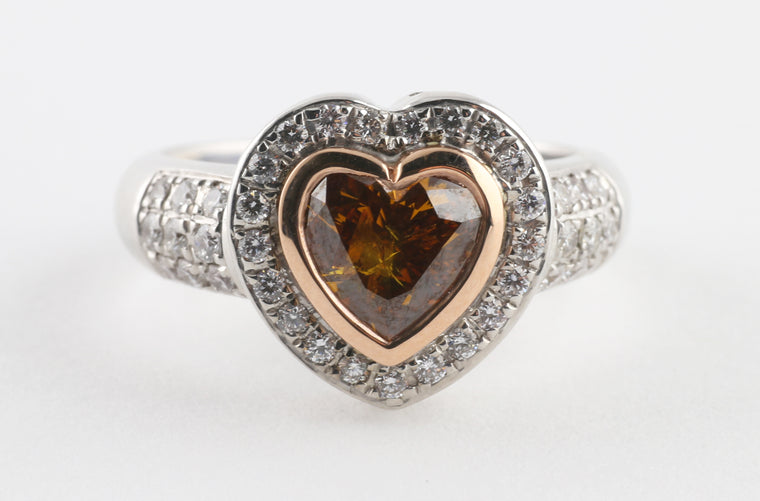 Cognac Heart Shape Diamond Ring