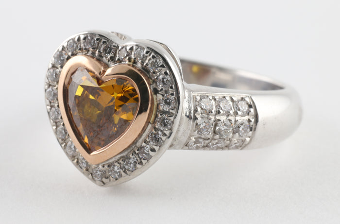 Cognac Heart Shape Diamond Ring