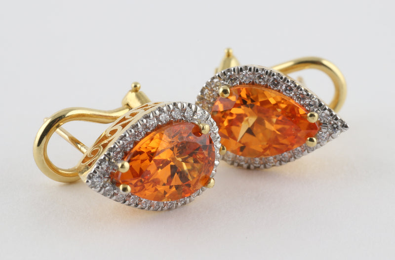 Pear Shaped Orange Garnet Earrings