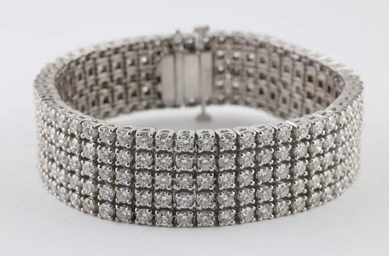 18KTT 5 Row Diamond Bangle Bracelet